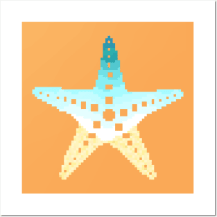 Modern Pixel Ocean Sea Star Posters and Art